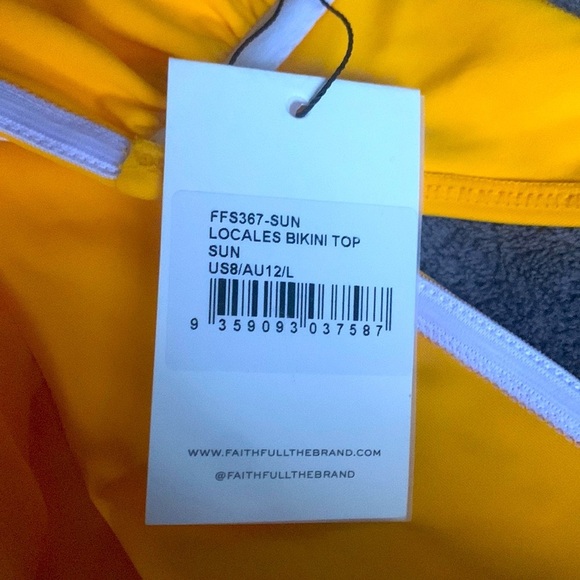 Faithfull The Brand Large US 8 Locales Bikini Top Halter Bandeau Handmade - Picture 12 of 14